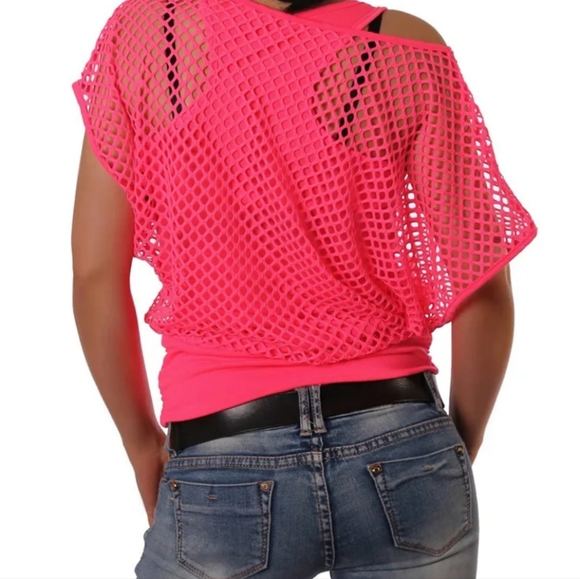 Pink Mesh Crop Top - Picture 2 of 6